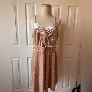 Strappy Empire Waistline Velvet Dress With Peekabo Detailing